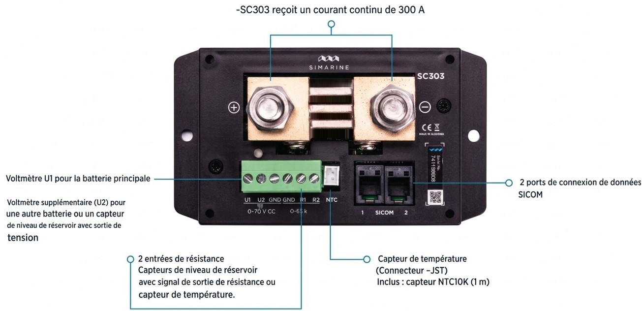 Schéma shunt SC303 pour moniteur PICO par SIMARINE